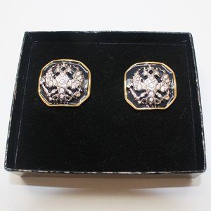 Joan Rivers Pave'& Enamel Imperial Eagle Earrings